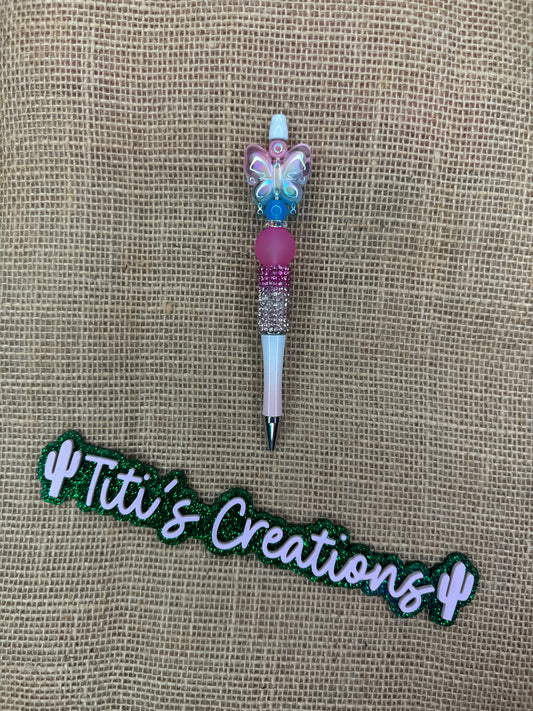 Butterfly Pink Blinged Custom Pen