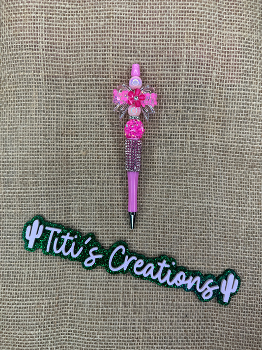 Bow Blinged Custom Pen - Pink